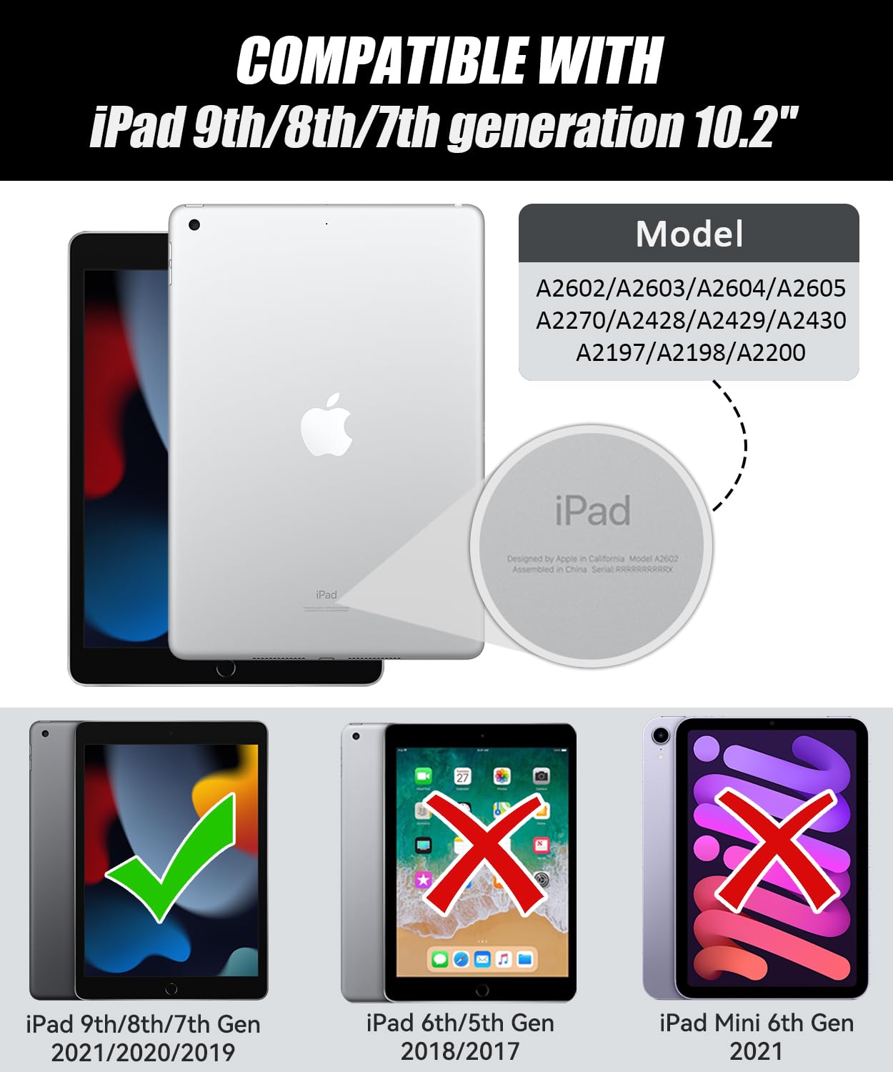 Okp Case For Ipad 9Th/ 8Th/ 7Th Generation (2021/2020/2019), Heavy Duty 10.2 Ipad Shockproof Rugged Protective Cover With Built